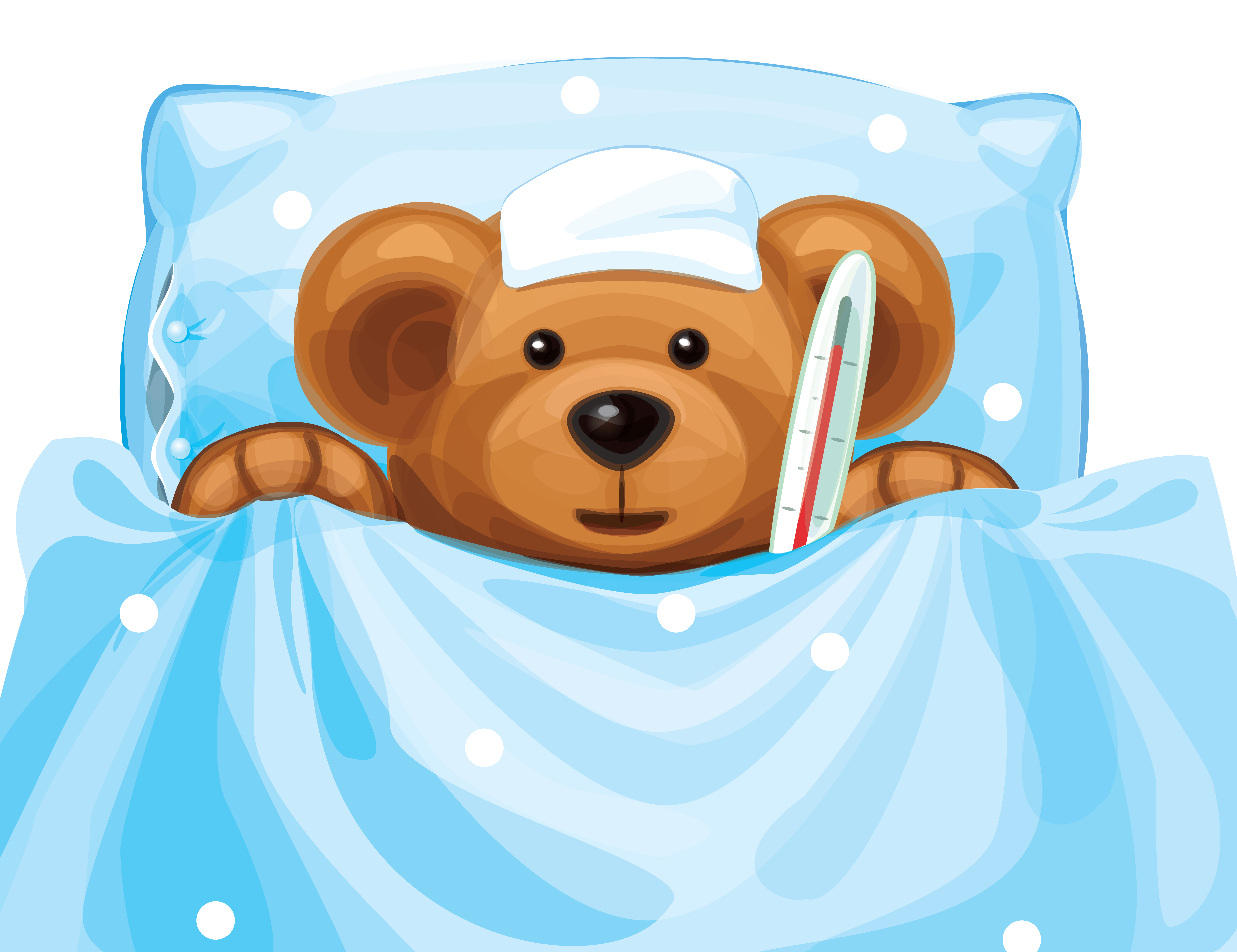 Медведь заболел. Мишка в кроватке. Медвежонок в кроватке. Медвежонок с градусником.